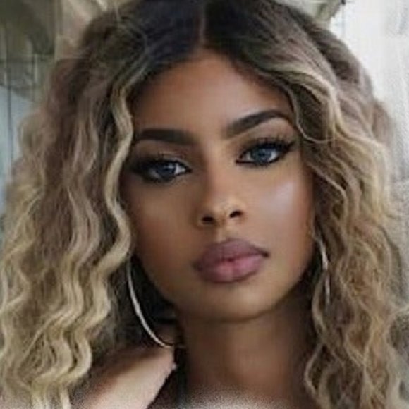 Lace Front Curly Ash Blonde Human Hair Blend Wig main image 5